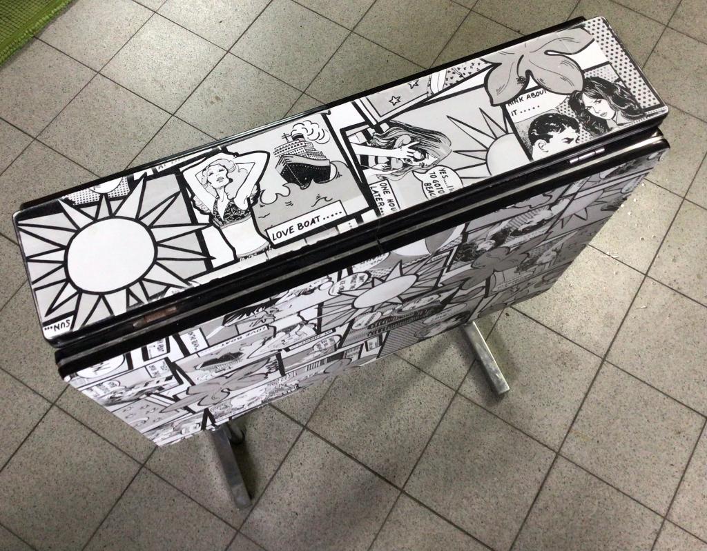 Opklapbaar tafeltje, Huis en Inrichting, Ophalen, Gebruikt, Metaal of Aluminium, 75 cm of meer