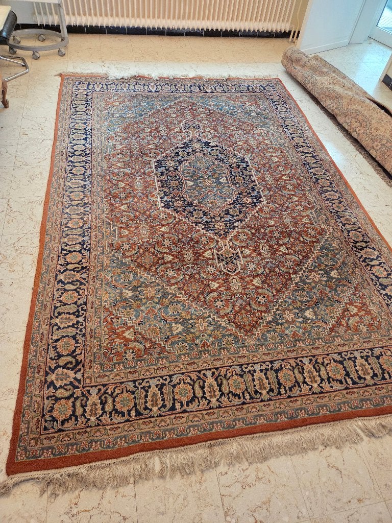 Perzisch tapijt 200 x 300 cm afkomst India (Grutman), Huis en Inrichting, Ophalen, Gebruikt, 150 tot 200 cm, Blauw