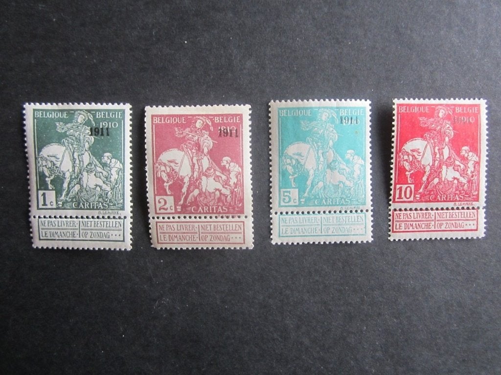 Timbres Belgique - N93, 95, 97 et 99 (X) - 55,00Eur, Autre, Trace d'autocollant, Enlèvement ou Envoi, Non oblitéré