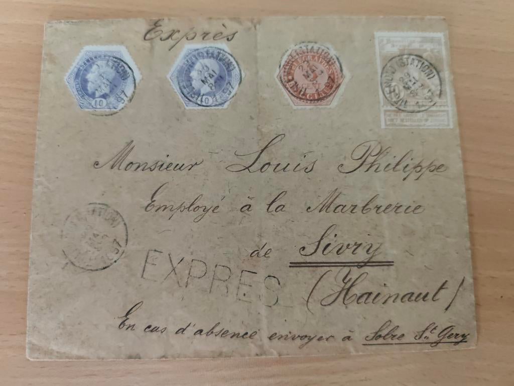 Express telegraaf België Henegouwen Leopold 1897, Ophalen of Verzenden