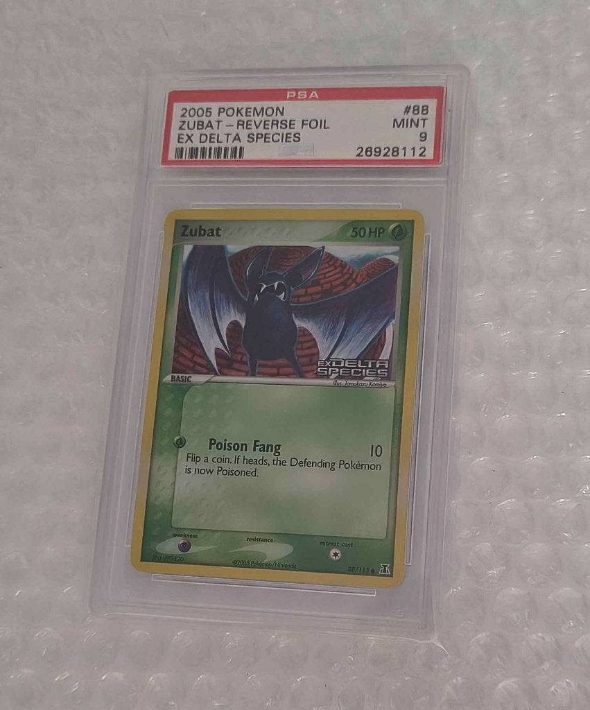 Pokemon 2005 Zubat reverse holo ex delta species PSA 9, Ophalen of Verzenden, Zo goed als nieuw, Losse kaart, Foil