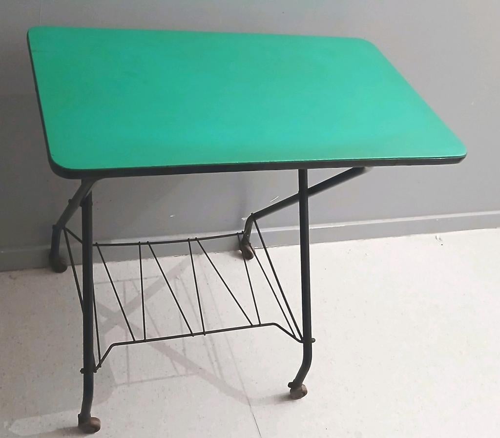 ️ 🔶️ chariot bar vert 1950s 1960s desig monture fer forger, Maison & Meubles, Enlèvement, Utilisé
