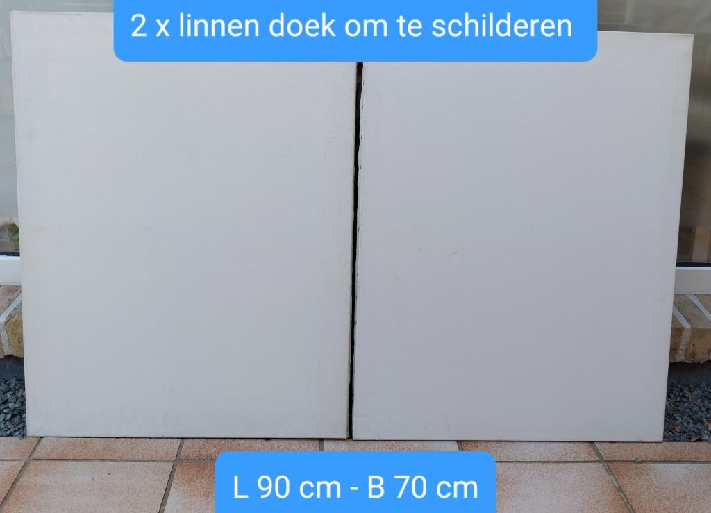 2 Linnen schilderdoeken op houten frame, Ophalen, Doek