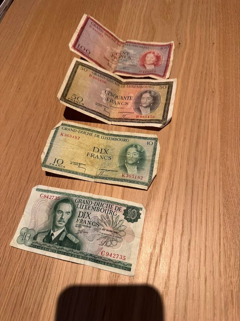 Vintage Bankbiljetten Luxemburg, Postzegels en Munten, Ophalen, Bankbiljetten