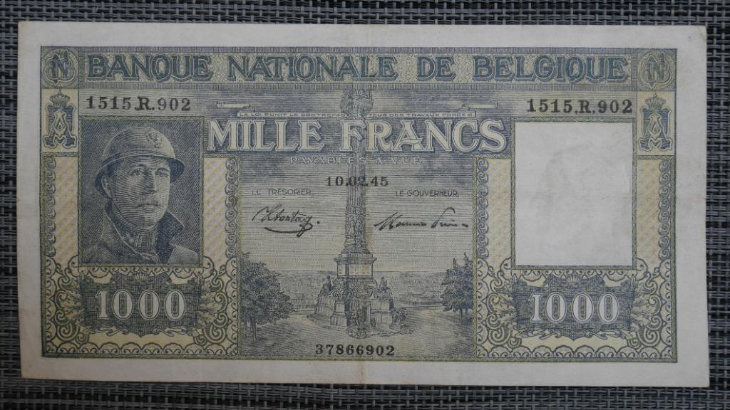 Billet 1000 Francs Belgique 10.02.45, Enlèvement ou Envoi, Série