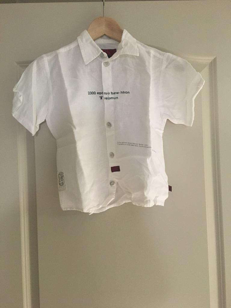 Wit linnen hemd N.T. 8 jaar, Overhemd of Blouse, Ophalen of Verzenden, Zo goed als nieuw, Jongen