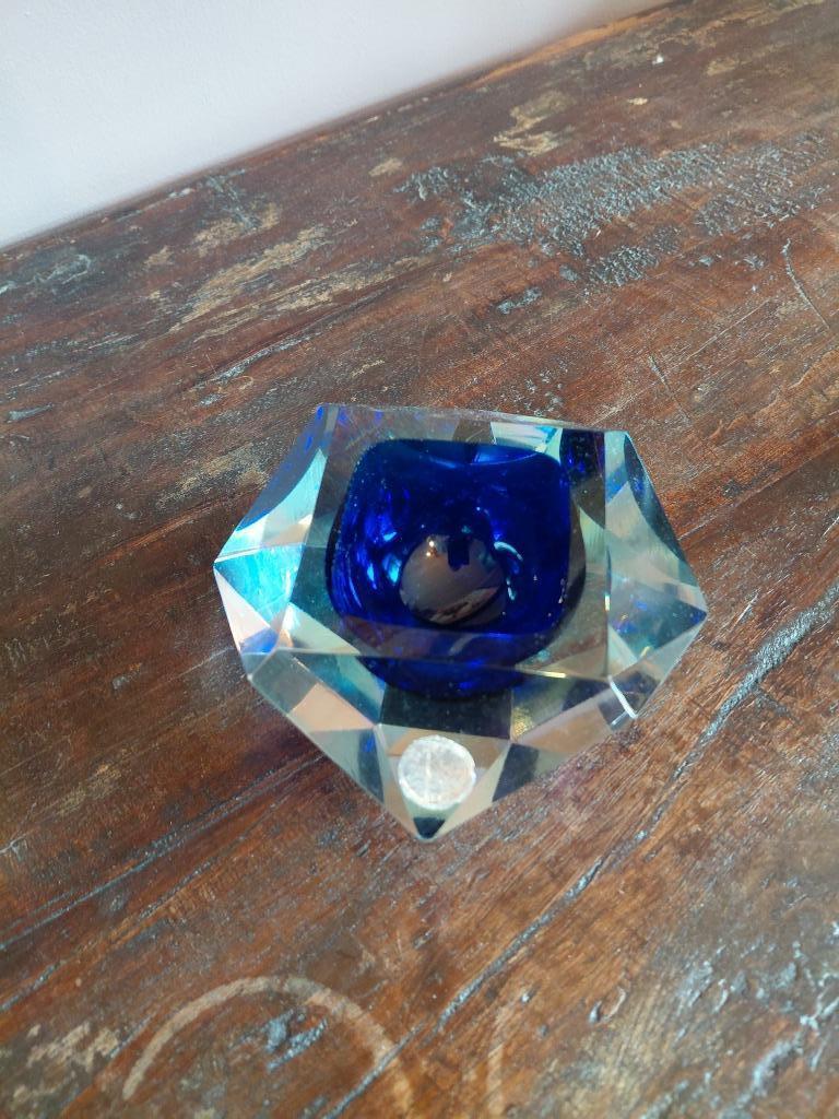 Murano Glas Gefacetteerde "diamant" Sommerso Bowl Element As, Ophalen of Verzenden