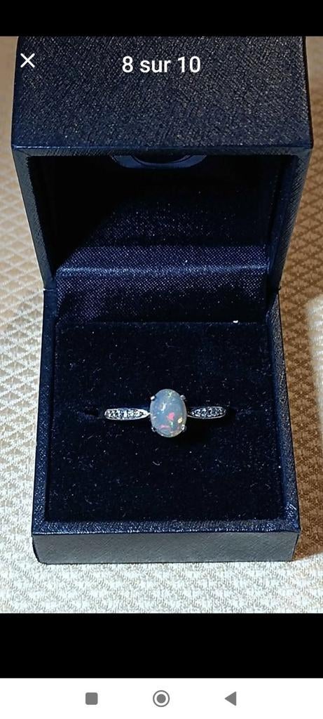 Bague en argent massif plaqué or avec opale et certification, Bijoux, Sacs & Beauté, Bagues, Neuf, Femme, 20 ou plus grands, Jaune