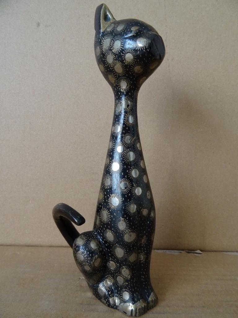 Beeld kat India beeld poes India 22cm Volkskunst India 1970, Ophalen of Verzenden, Gebruikt, Dier