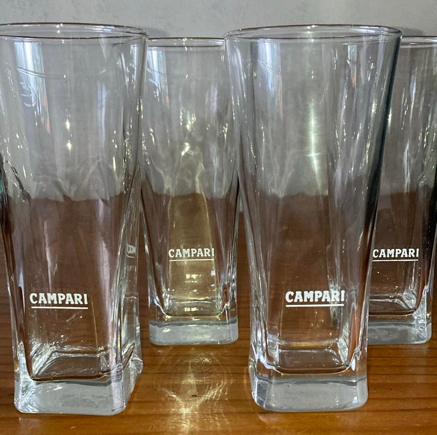 4 Campari glazen, Verzenden, Zo goed als nieuw