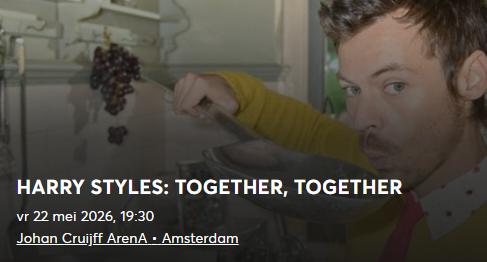2x Tickets Harry Styles Amsterdam 22-05, Twee personen, Mei