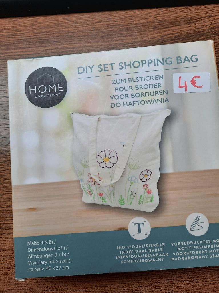 Sac à provisions brodé (2), Enlèvement ou Envoi, Neuf, Broderies à la main, Set à broder
