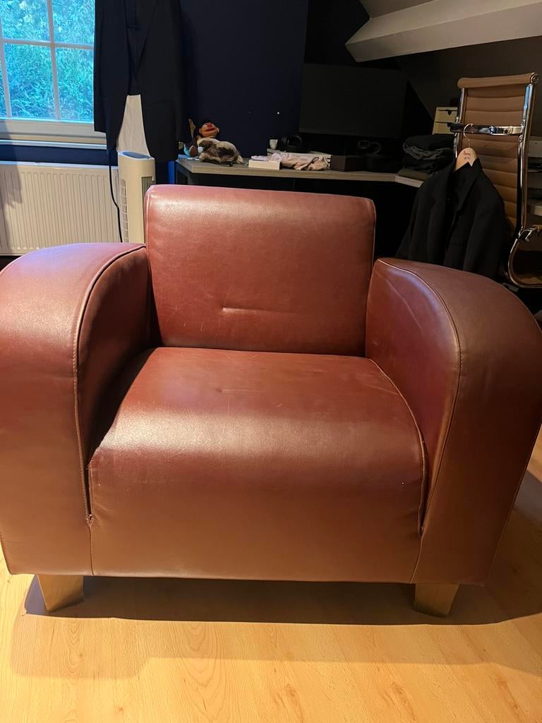Lederen feauteil, Huis en Inrichting, Ophalen, Gebruikt, Eenpersoons, 100 tot 125 cm