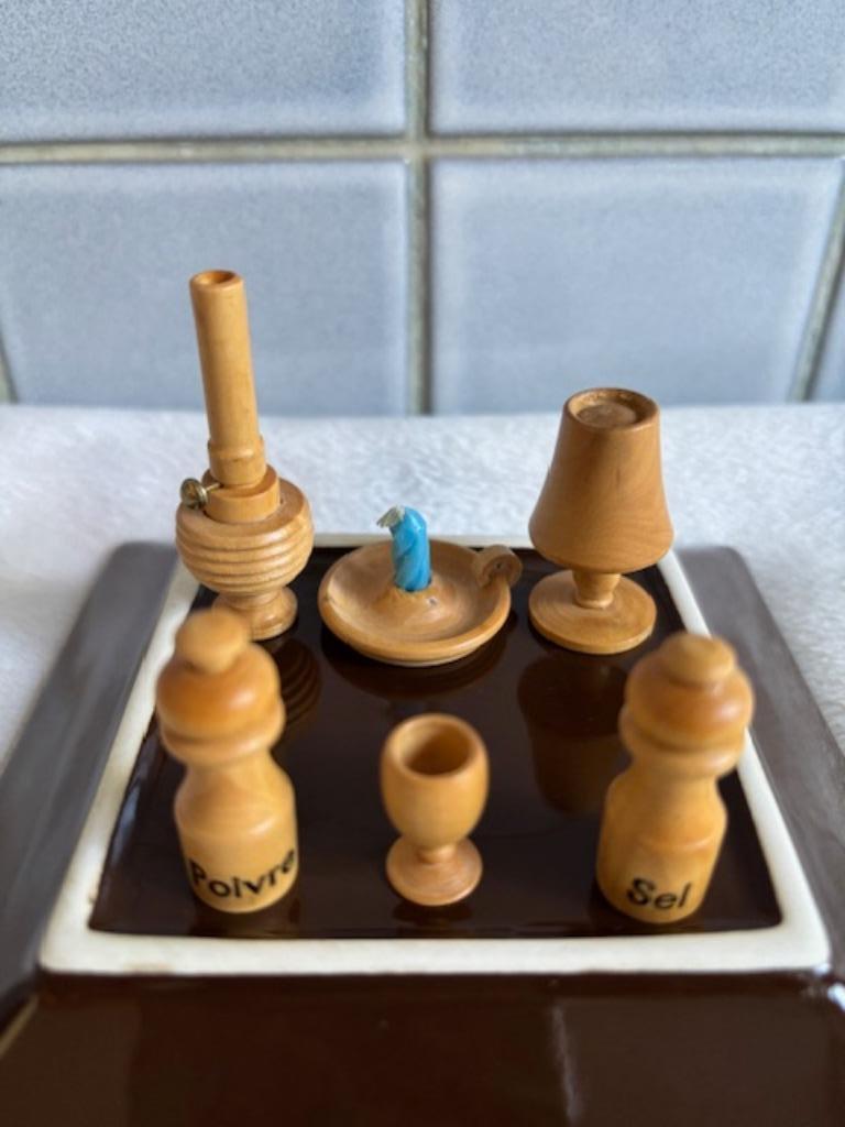 6 houten miniaturen voor vitrinekast of plank, Ophalen, Zo goed als nieuw