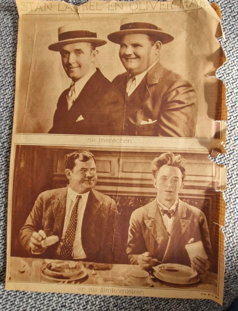 Leuke Laurel en Hardy memorabilia, Verzamelen, Ophalen of Verzenden, Voor 1940, Gebruikt, Prent
