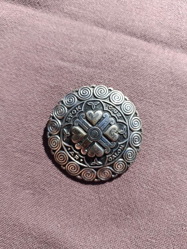Broche coeur ancienne en argent massif, Bijoux, Sacs & Beauté, Bijoux anciens, Enlèvement ou Envoi, Argent, Broche
