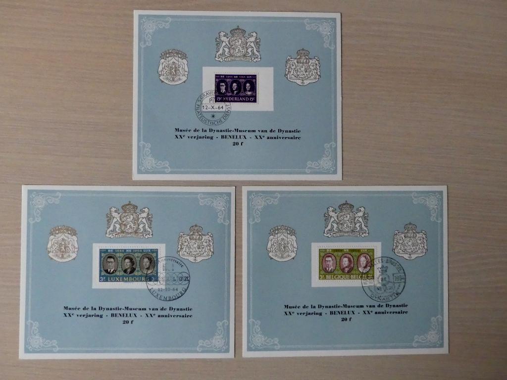 1964 : 3 Cartes souvenir "20e Anniversaire Benelux" (1306), Enlèvement ou Envoi