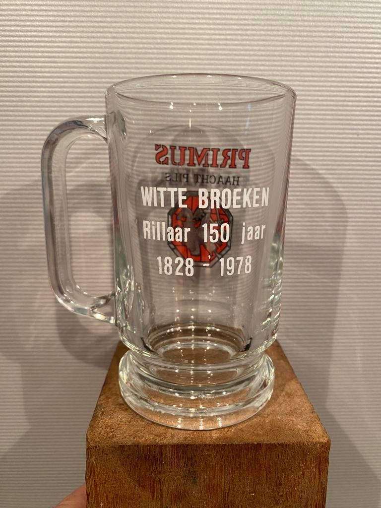 PRIMUS brouwerij Haacht glas " witte broeken 1978", Enlèvement ou Envoi, Utilisé, Verre ou Verres, Autres marques