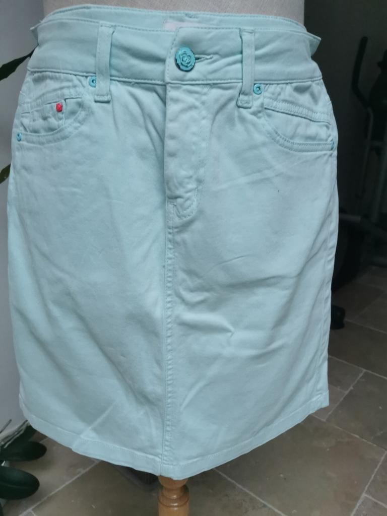 Heel mooi turquoise jeans rokje van Pauline B, Kleding | Dames, Rokken, Ophalen of Verzenden, Zo goed als nieuw, Maat 34 (XS) of kleiner
