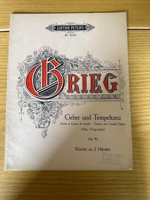 Grieg – Gebet und Tempeltanz Op.50 (Olav Trygvason), Muziek en Instrumenten, Gebruikt, Klassiek, Ophalen of Verzenden, Artiest of Componist