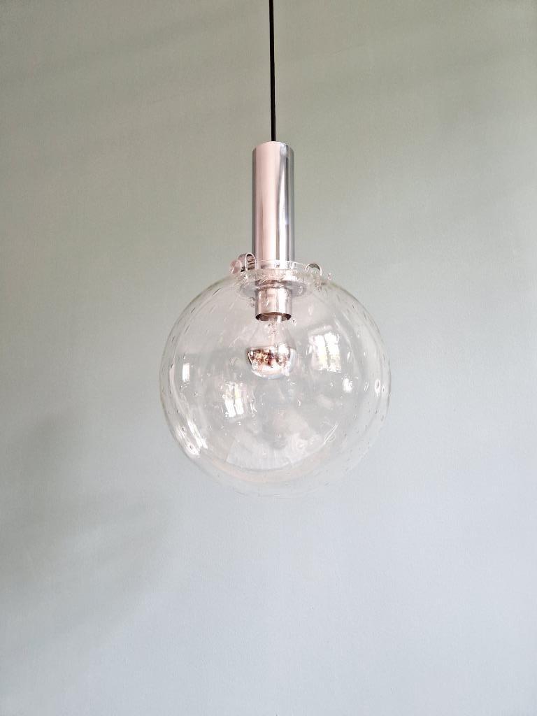 Space Age hanglamp in geblazen bubbelglas, jaren 70, Ophalen of Verzenden