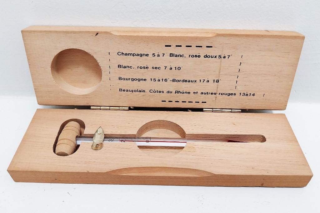 Wijn thermometer in houten doosje, Ophalen of Verzenden, Zo goed als nieuw