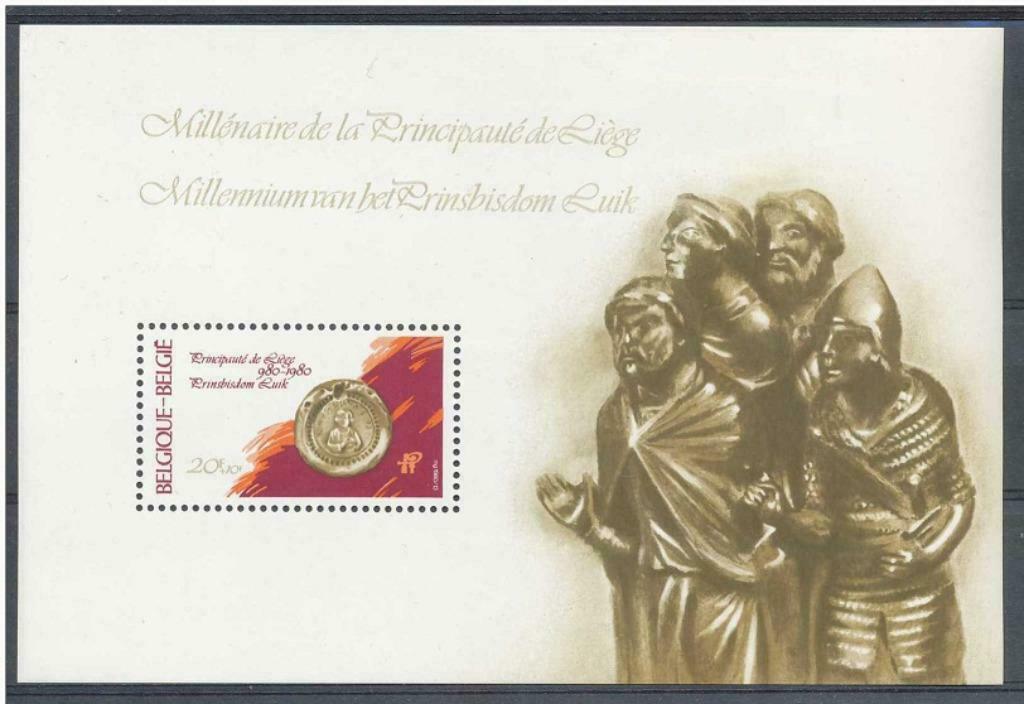 BL56 feuillet Timbre Millénaire de la principauté de Liège, Enlèvement ou Envoi, Timbre-poste, Neuf