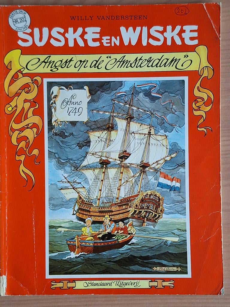 Suske en Wiske - Angst op de Amsterdam - eerste druk, Boeken, Gelezen, Willy Vandersteen, Eén stripboek, Ophalen of Verzenden
