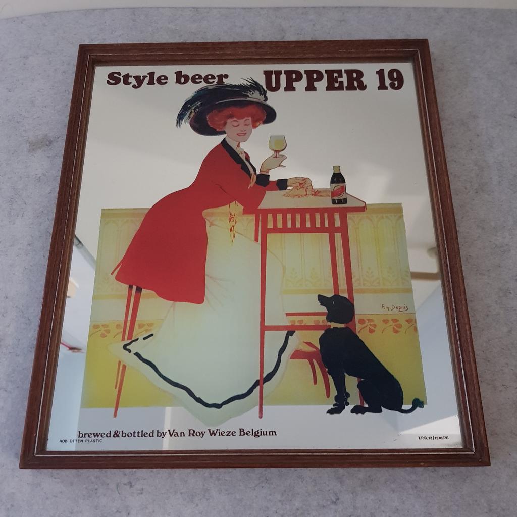 Vintage spiegel style beer Upper 19, Ophalen