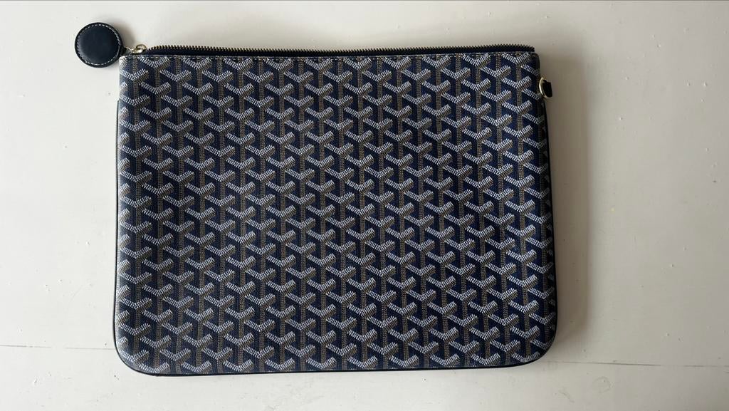 Étui pour ordinateur portable Goyard bleu - poches zippées, Enlèvement ou Envoi, 14 pouces, Comme neuf