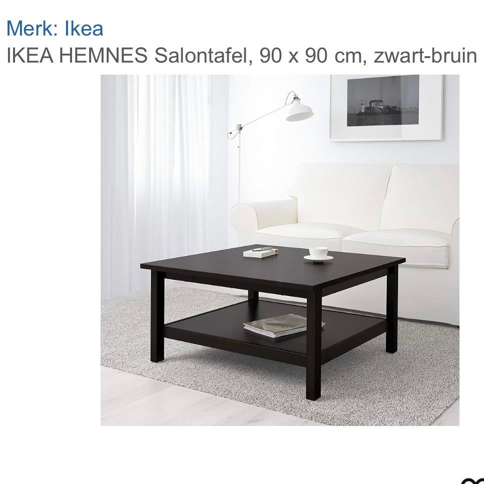 Ikea HEMNES Salontafel black 90*90cm, Huis en Inrichting, Ophalen, Zo goed als nieuw