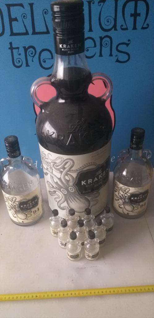 Lege flesse Kraken rum + decoratiefles + toogmat rubber, Verzamelen, Biermerken, Ophalen, Flesje(s)