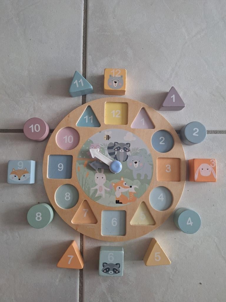 Legpuzzel hout - peuters - klok, cijfers, Kinderen en Baby's, Ophalen of Verzenden, Zo goed als nieuw