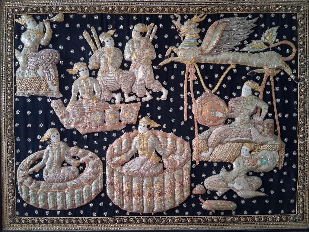 Tapisserie ancienne de Kalaga de Birmanie avant 150, Antiquités & Art, Enlèvement ou Envoi