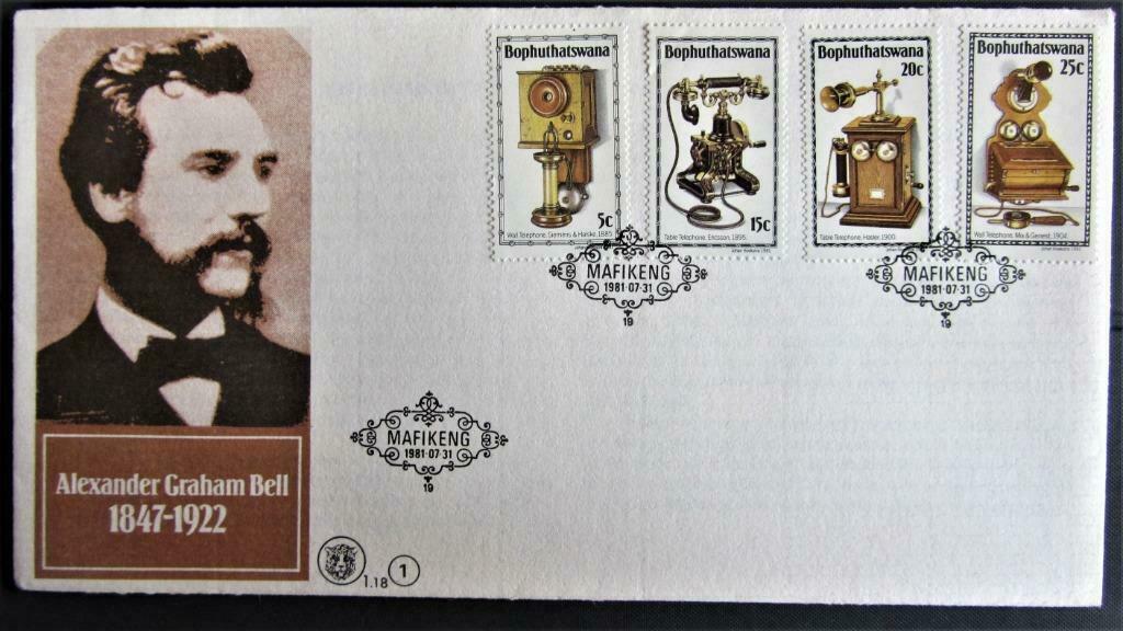 GROTE FDC- BOTSWANA-ALEXANDER GRAHAM BELL,UITVINDER TELEFOON, Enlèvement ou Envoi, Affranchi, Autres thèmes