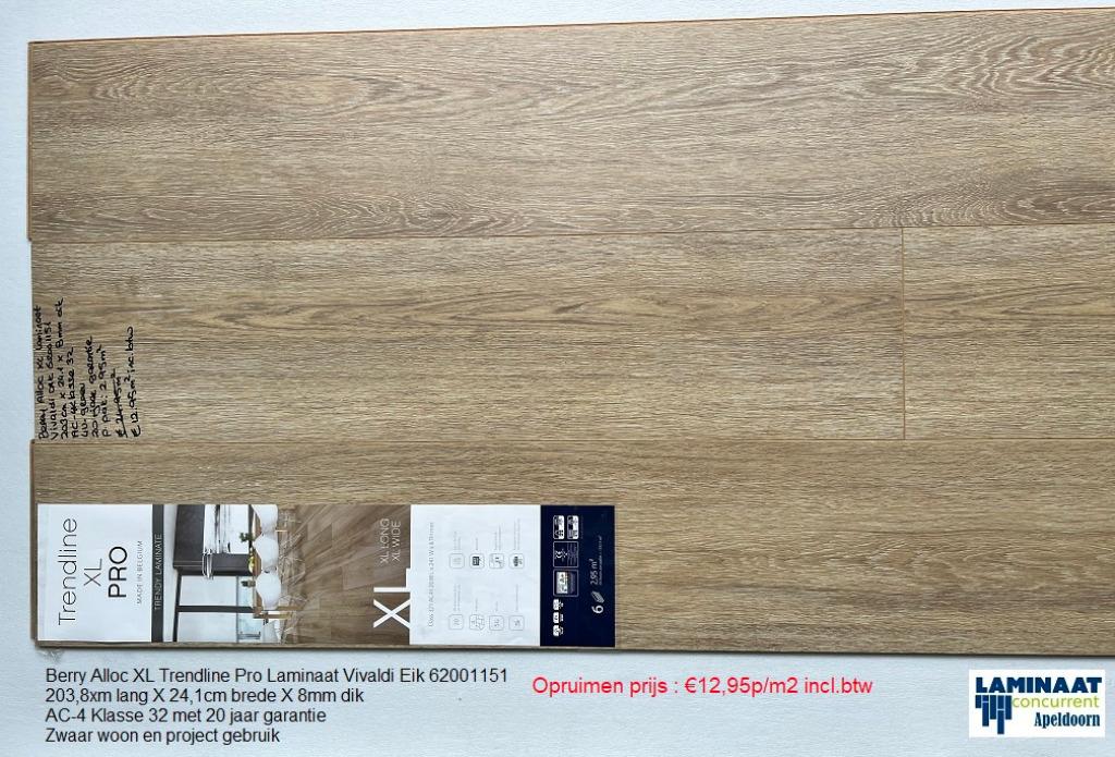XL Laminaat Long Plank Trendline Vivaldi Oak 24cm €12,95m2, 75 m² of meer, Beige, Nieuw, Ophalen of Verzenden