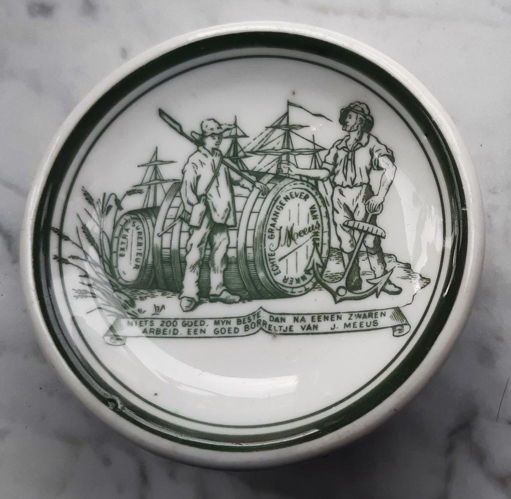 MEEUS jenever mooi oud onderzetter ceramique Bruxelles, Enlèvement ou Envoi