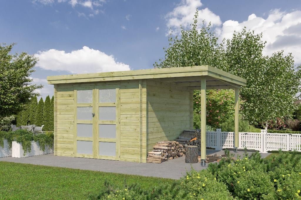 Cabane/abri de jardin 295x325cm + extension 150cm (NOUVEAU), Jardin & Terrasse, Enlèvement ou Envoi, Neuf, Bois, Autres types