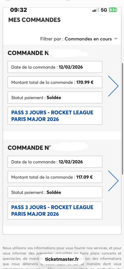 Rocket League RLCS MAJOR PARIS TICKET, Une personne