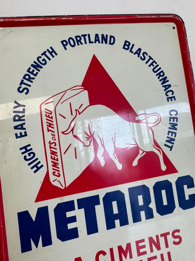 Ancien panneau Metaroc 1956, Enlèvement ou Envoi, Utilisé, Panneau publicitaire