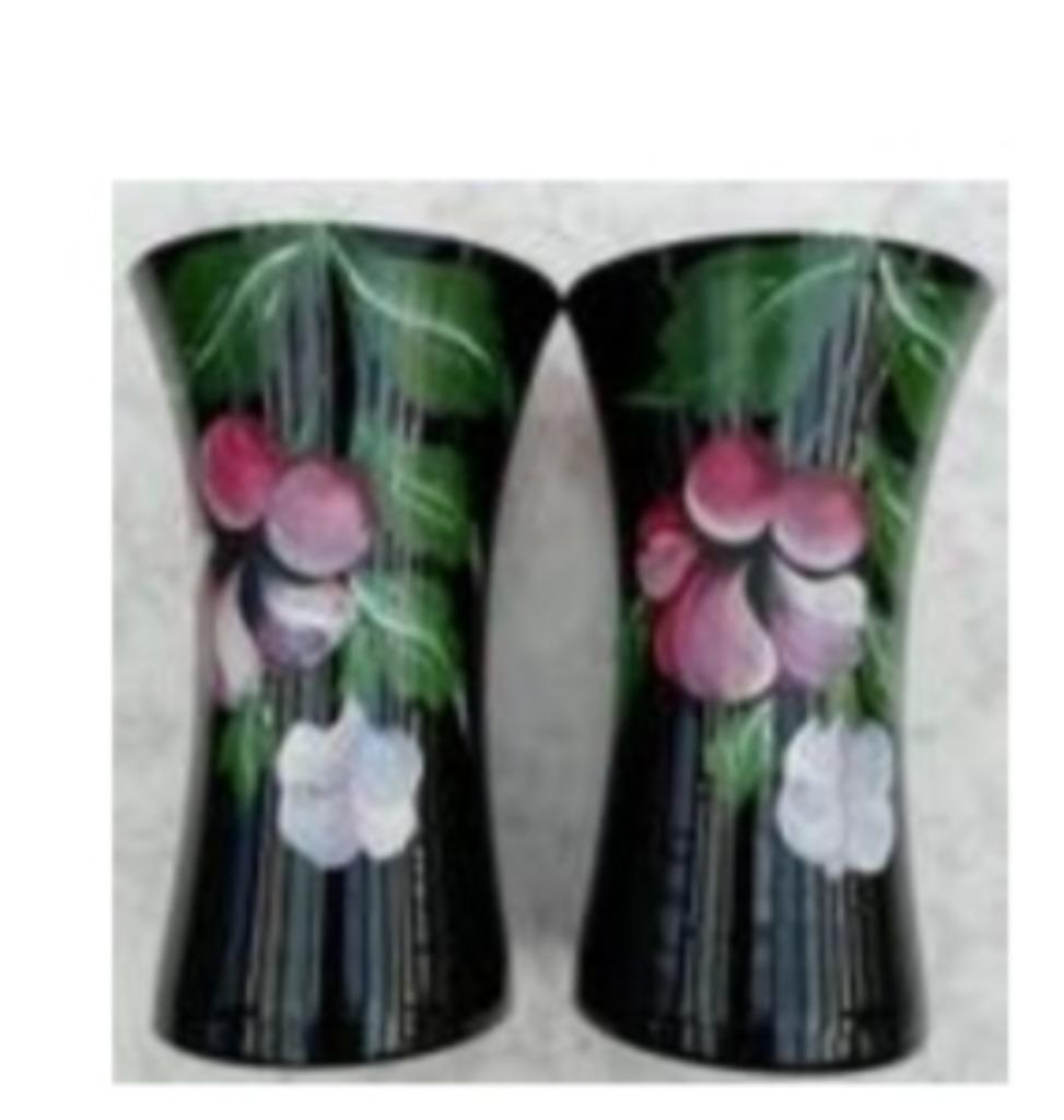 Boomse vazen (De Rupel)model Suzy art deco zwart bloemmotief, Antiek en Kunst, Ophalen