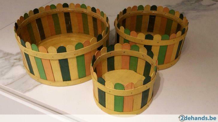 set ronde bakjes in gekleurde houten latjes, Tuin en Terras, Nieuw