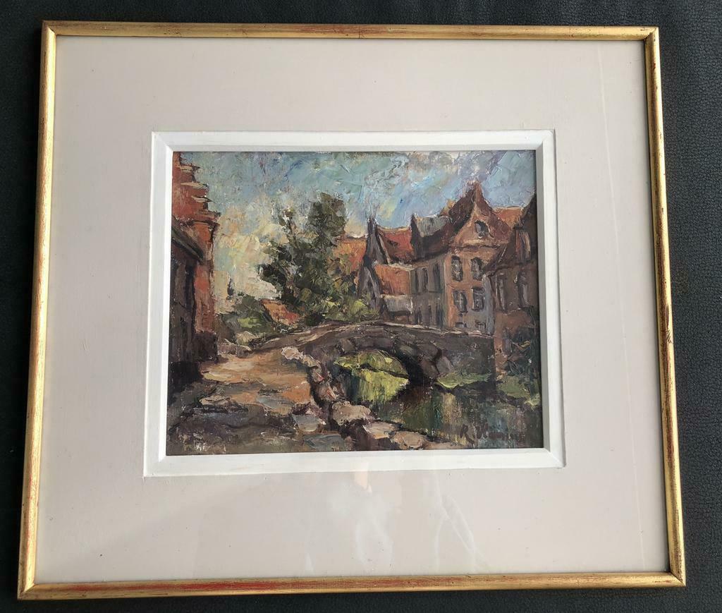 Schilderij Brugge door R Vlaminck, Ophalen of Verzenden