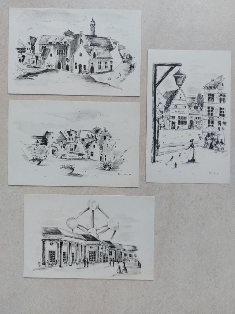 4 oude postkaarten (uitg. La Libre Belgique), Verzamelen, Verzenden