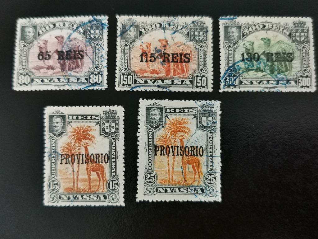 Portugese kolonie Nyassa 1903 - fauna, giraf, dromedaris, Ophalen of Verzenden, Overige landen, Gestempeld