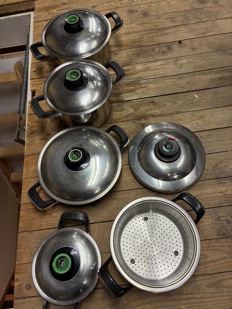 AMC kookpotten set, Huis en Inrichting, Keuken | Potten en Pannen, Inox, Keramische plaat, Zo goed als nieuw, Ophalen