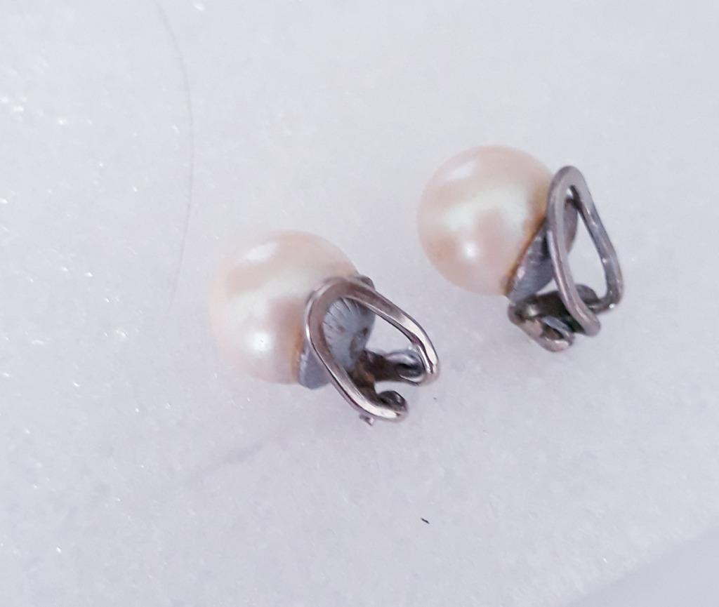 Antieke oorclips met parels, Verzenden, Koper, Oorbellen