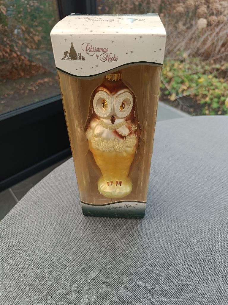 Kerstbol in glas. Hoogte: 18 cm. Kleur: zie foto. Vintage!, Ophalen of Verzenden, Nieuw