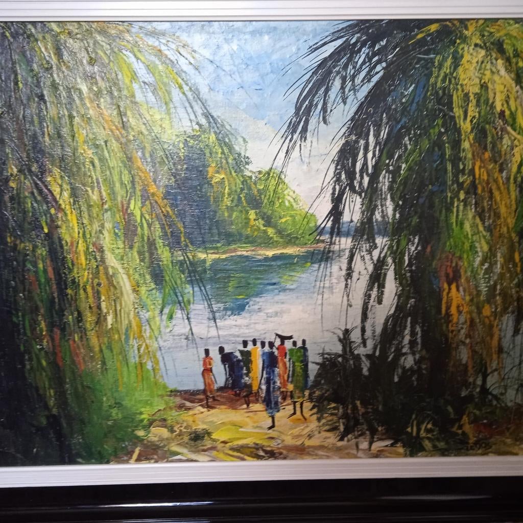 Afrikaans schilderij, landschap, 66x55 cm, incl. kader, Ophalen