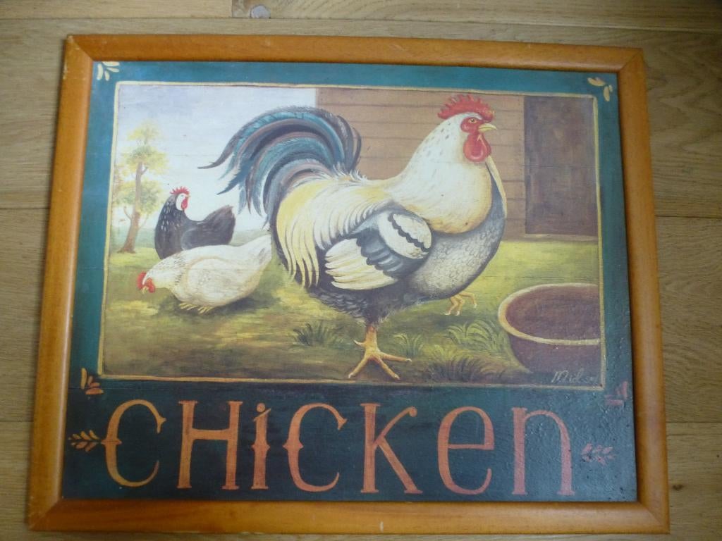 Impression Vintage Rustic CHICKEN Mid 94  COQ ET POULES, Maison & Meubles, Enlèvement ou Envoi, Comme neuf